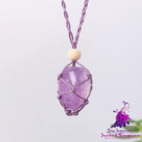 Natural Crystal Rolling Stone Mesh Pocket Pendant