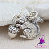 Squirrel Holding Pine Nuts Pendant Necklace Versatile Design