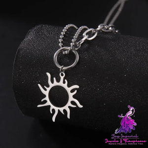 Titanium Steel Sun Pendant Necklace Clavicle Chain