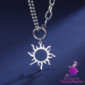 Titanium Steel Sun Pendant Necklace Clavicle Chain