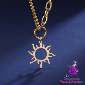 Titanium Steel Sun Pendant Necklace Clavicle Chain