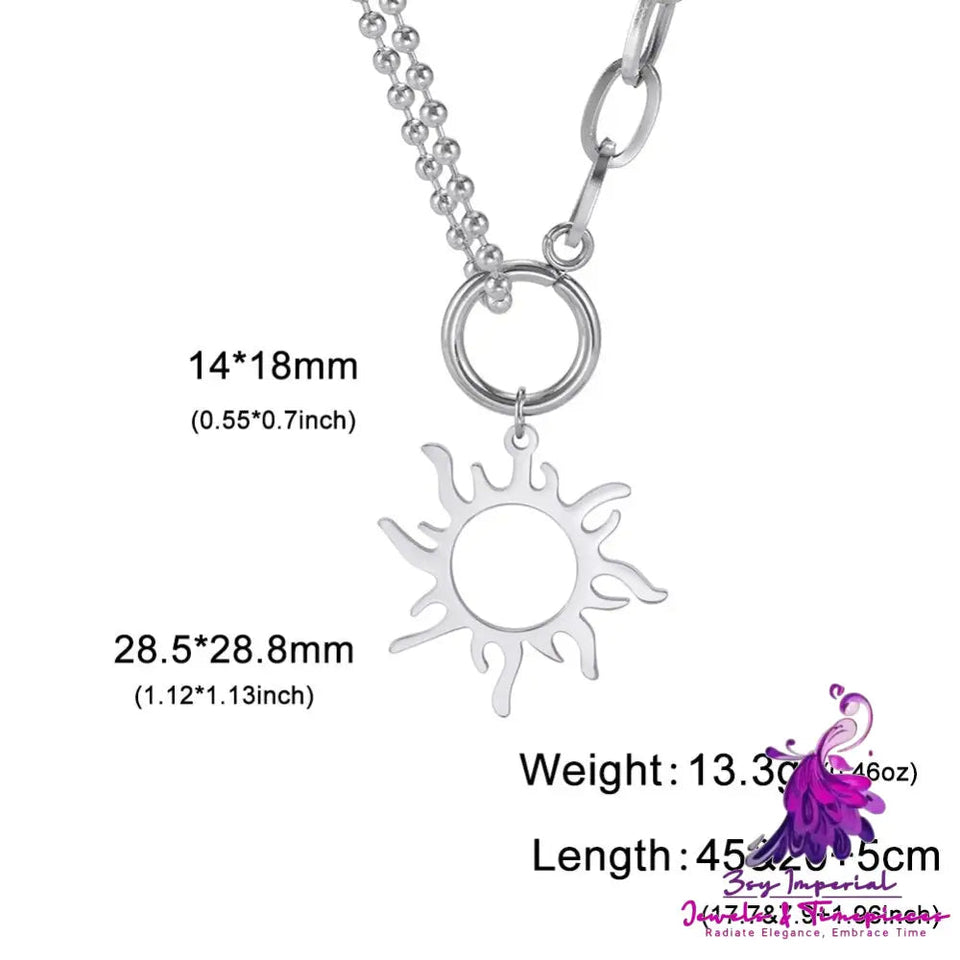 Titanium Steel Sun Pendant Necklace Clavicle Chain