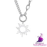 Titanium Steel Sun Pendant Necklace Clavicle Chain