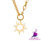 Titanium Steel Sun Pendant Necklace Clavicle Chain