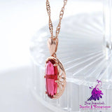 Oval Red Zirconia Pendant Necklace Fashion