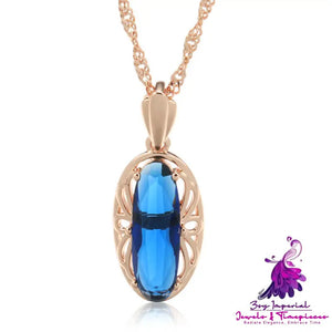 Oval Red Zirconia Pendant Necklace Fashion