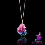 Rainbow Quartz Crystal Pendant Necklace