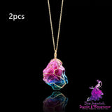 Rainbow Quartz Crystal Pendant Necklace