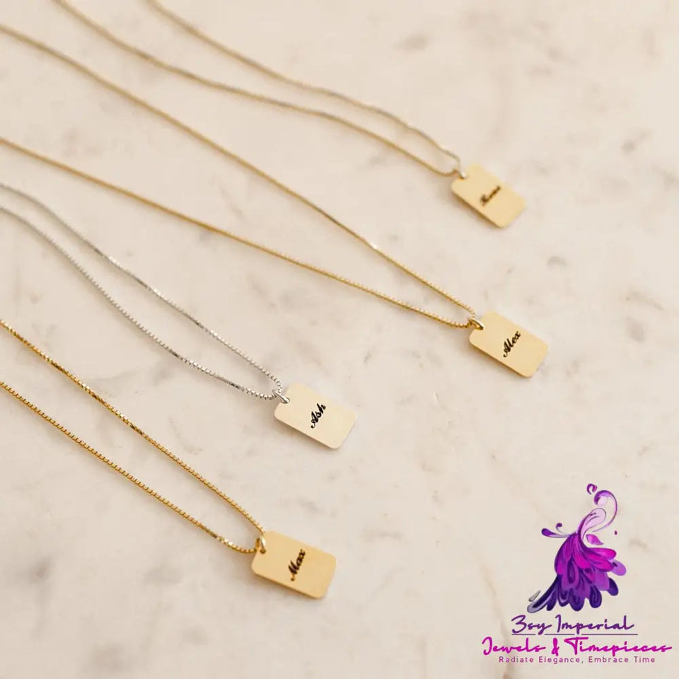 DIY Personalized Name Square Box Chain Necklace