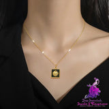 Square Shell Personality Minimalist Stove Real Gold Necklace