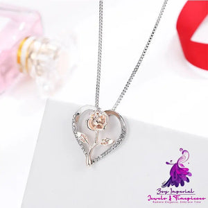 Zircon Heart Silver Necklace for Women