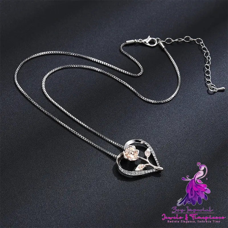 Zircon Heart Silver Necklace for Women