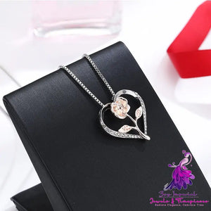 Zircon Heart Silver Necklace for Women