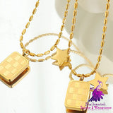 Checkered Star Pendant Necklace