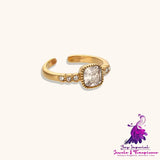 Rounded Square Open-end Zircon Ring Niche