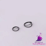 Stainless Steel Double Row Carved Zircon Seamless Nose Ring