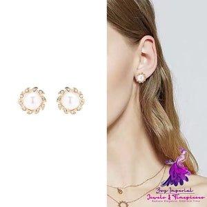 Refined Rhinestone Pearl Earrings