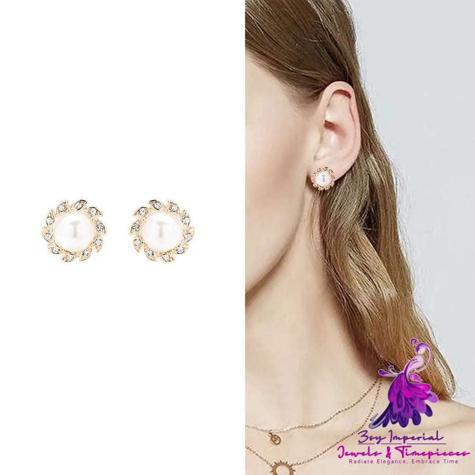 Refined Rhinestone Pearl Earrings