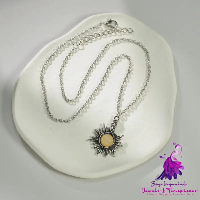 Cutout Sun Pendant Necklace