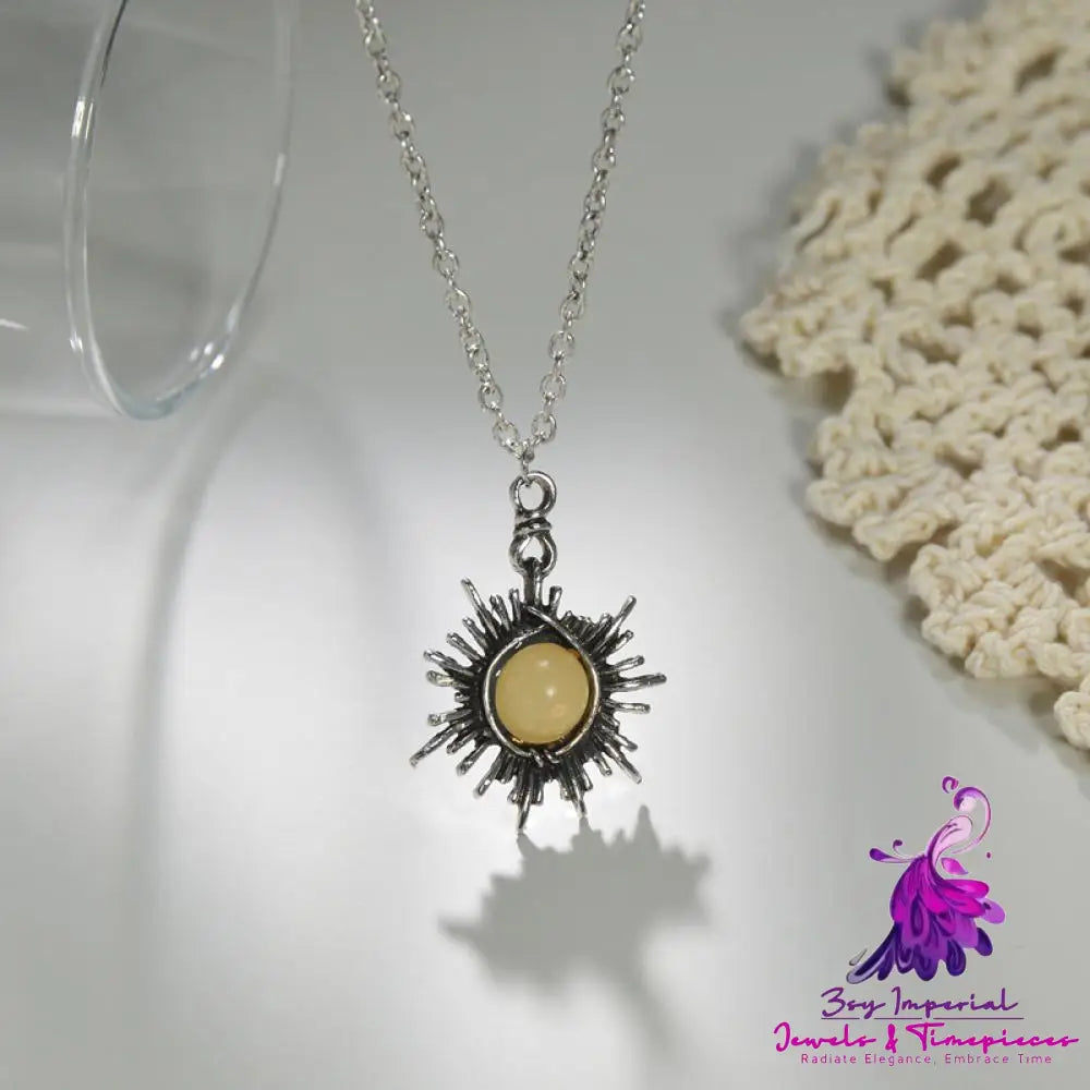 Cutout Sun Pendant Necklace