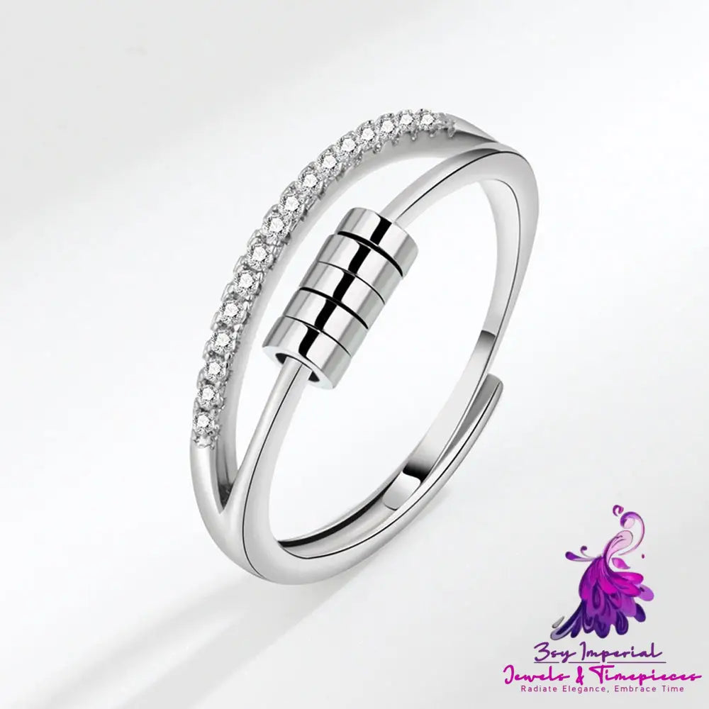 Zircon Spinning Rotatable Personality Round Ring