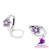 Purple Gradient Zircon Petal Earrings