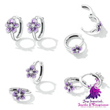 Purple Gradient Zircon Petal Earrings