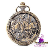 Three Horses Skeleton Men’s Pocket Watch