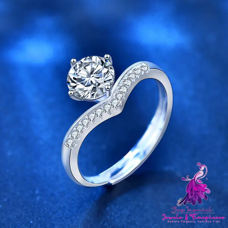 Princess Crown Moissanite Sterling Silver Ring