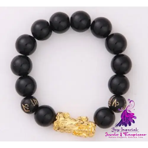 Six Brave Obsidian Gold Bracelet