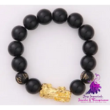 Six Brave Obsidian Gold Bracelet