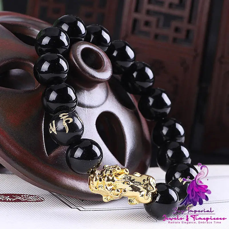 Six Brave Obsidian Gold Bracelet