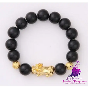 Six Brave Obsidian Gold Bracelet