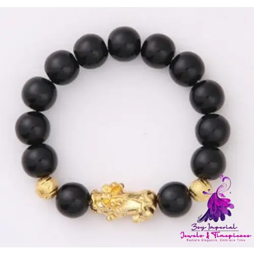 Six Brave Obsidian Gold Bracelet