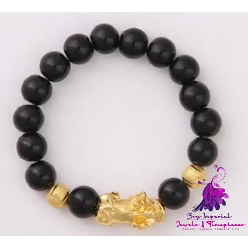 Six Brave Obsidian Gold Bracelet