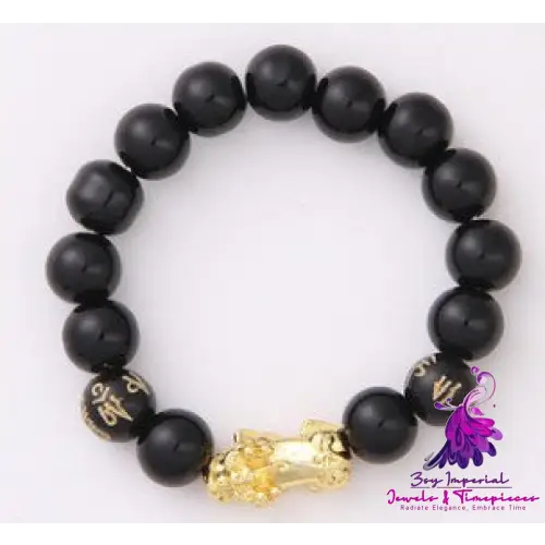 Six Brave Obsidian Gold Bracelet