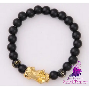 Six Brave Obsidian Gold Bracelet