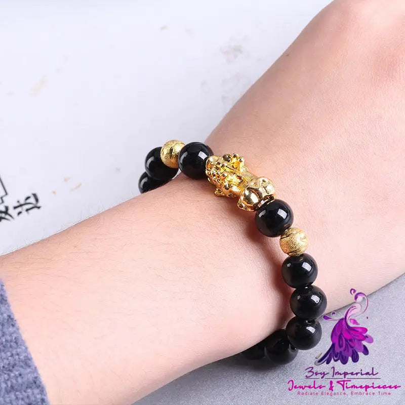 Six Brave Obsidian Gold Bracelet