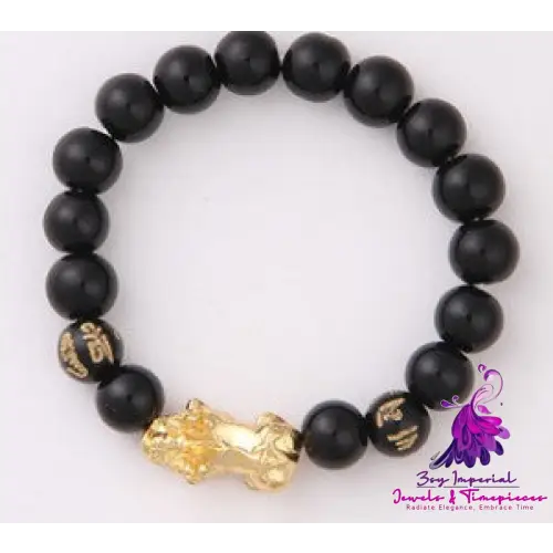 Six Brave Obsidian Gold Bracelet