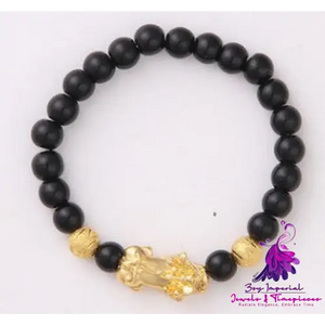 Six Brave Obsidian Gold Bracelet