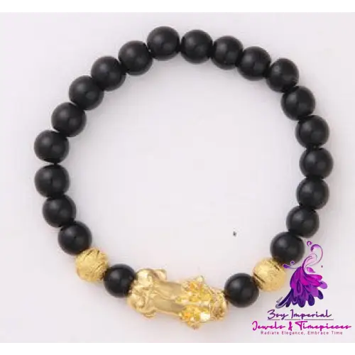 Six Brave Obsidian Gold Bracelet