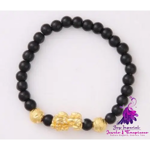 Six Brave Obsidian Gold Bracelet