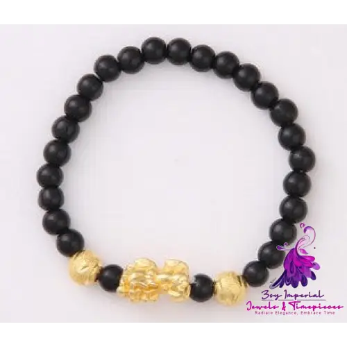 Six Brave Obsidian Gold Bracelet