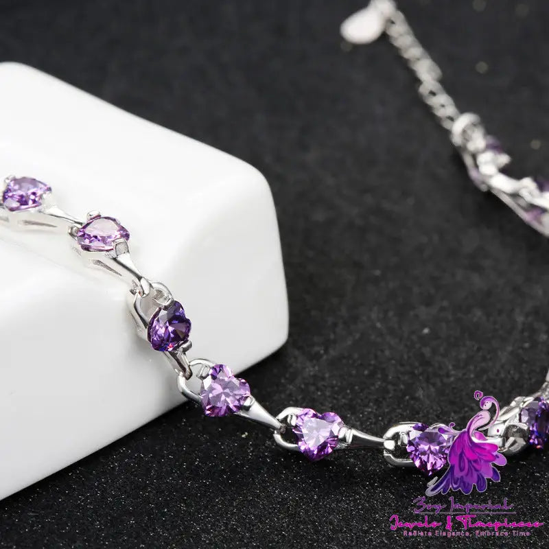 Purple Diamond Sterling Silver Bracelet