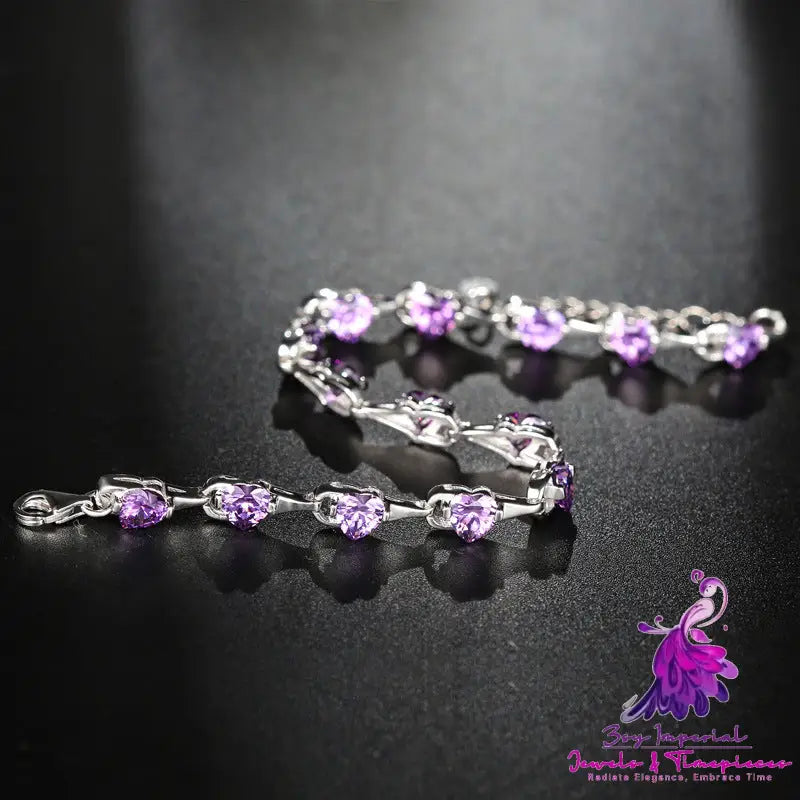 Purple Diamond Sterling Silver Bracelet