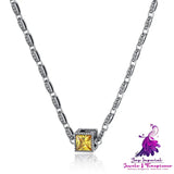 S925 Sterling Silver Purple Yellow Zircon Unique Stereo