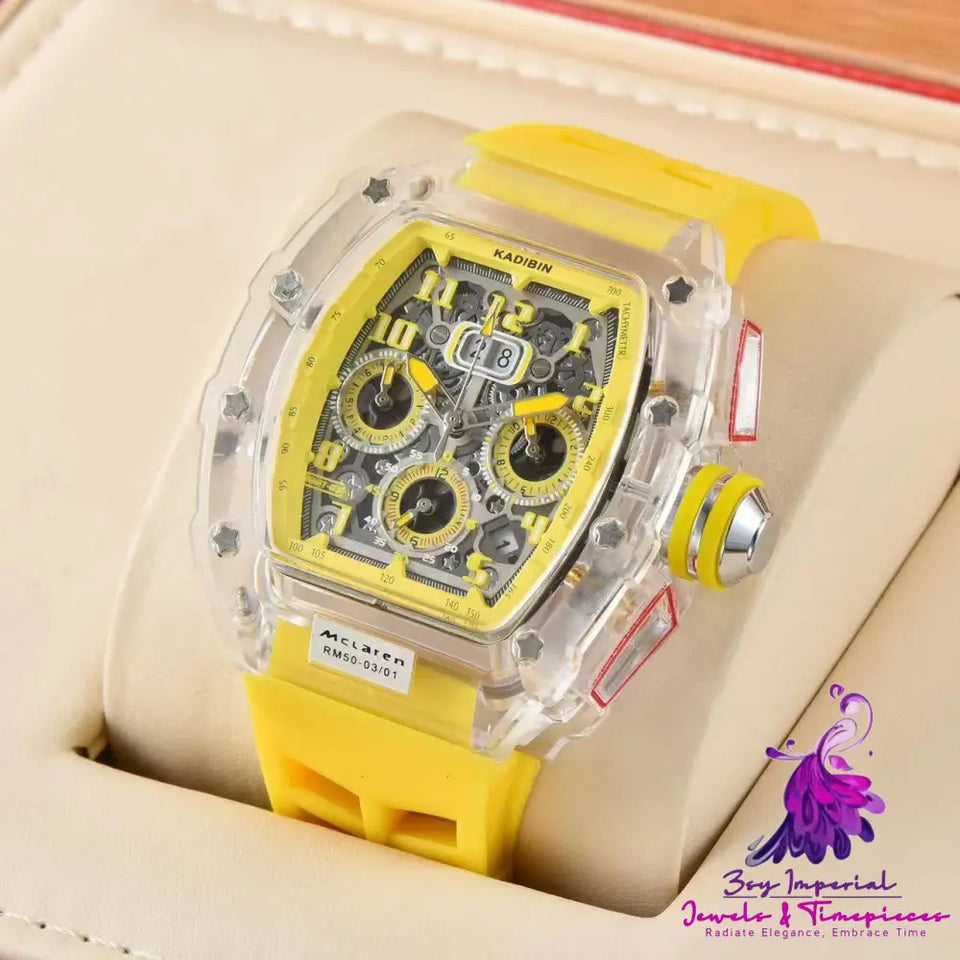 Six-hand Transparent Rotating Quartz Watch