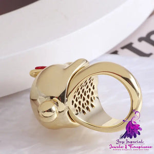 Women’s Metal Smooth Face Wealth Rabbit Ring