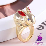 Women’s Metal Smooth Face Wealth Rabbit Ring