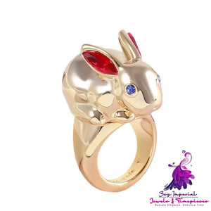 Women’s Metal Smooth Face Wealth Rabbit Ring